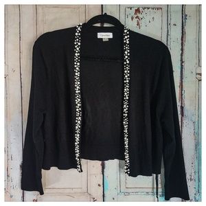 Calvin Klein Pearl Black Crop Cardigan Open Front